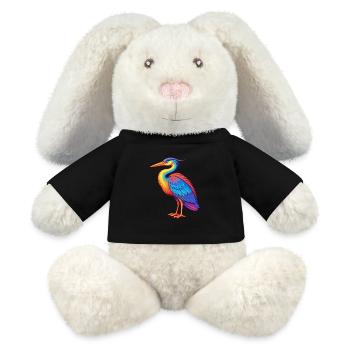 Great Blue Heron Colorful Kawaii Cartoon Bird - MiniFeet® RecycelHase® Bunny Cream - black - Front