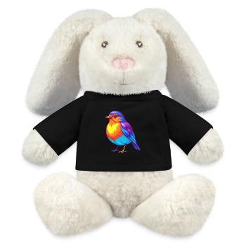 American Robin Colorful Kawaii Cartoon Character - MiniFeet® RecycelHase® Bunny Cream - black - Front