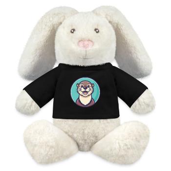 loutre kawaii dessin animé personnage animal visage d’animal - Lapin en peluche recyclé MiniFeet® Crème - noir - Devant