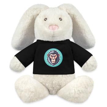 Baboon Kawaii Cartoon Character Animal Pet Face - MiniFeet® RecycelHase® Bunny Cream - black - Front