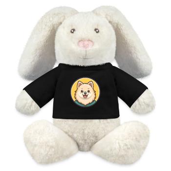 Spitz japonais chien race dessin animé Kawaii Clipart - Lapin en peluche recyclé MiniFeet® Crème - noir - Devant