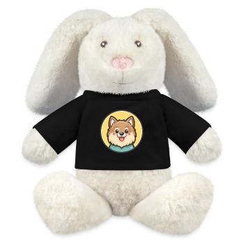 Spitz indien chien race dessin animé Kawaii Clipart animal de compagnie - Lapin en peluche recyclé MiniFeet® Crème - noir - Devant