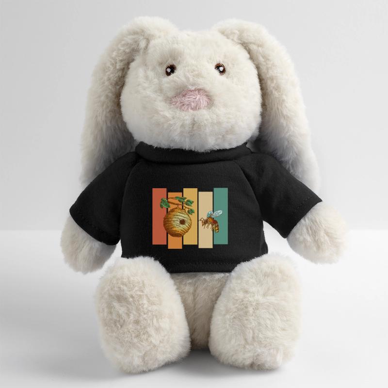 Ruche d’abeille Lapin en peluche recyclé MiniFeet® Crème