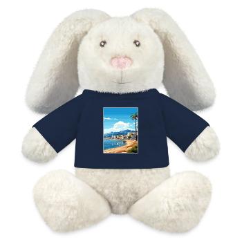 Agadir Maroc Voyage Affiche Souvenir Peinture WPA - Lapin en peluche recyclé MiniFeet® Crème - bleu marine - Devant