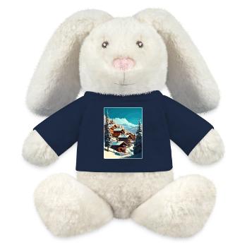 Val Thorens Ski Voyage Poster Peinture Souvenir WPA - Lapin en peluche recyclé MiniFeet® Crème - bleu marine - Devant