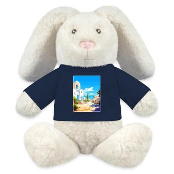 Kos Grèce Affiche de voyage Souvenir Carte Postale Peinture - Lapin en peluche recyclé MiniFeet® Crème - bleu marine - Devant
