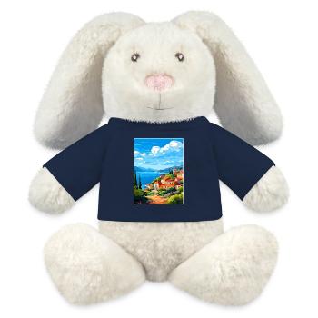 Samos Grèce Affiche de voyage Souvenir Carte Postale Peinture - Lapin en peluche recyclé MiniFeet® Crème - bleu marine - Devant