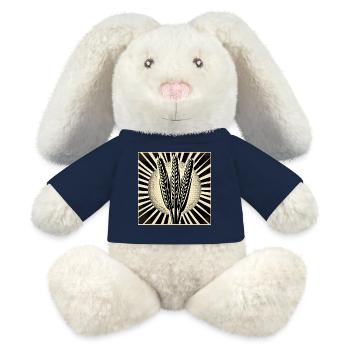 3 épis de blé - Lapin en peluche recyclé MiniFeet® Crème - bleu marine - Devant