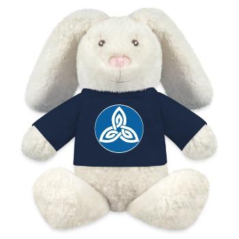 Fleur celte bleu - Lapin en peluche recyclé MiniFeet® Crème - bleu marine - Devant