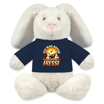 J'aime les montagnes qui gardent leur bouche fermée Motif de randonnée - Lapin en peluche recyclé MiniFeet® Crème - bleu marine - Devant