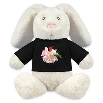 Rosenblüte Weiß Rosa Akzente - MiniFeet® RecycelHase® Creme - Schwarz - Vorne