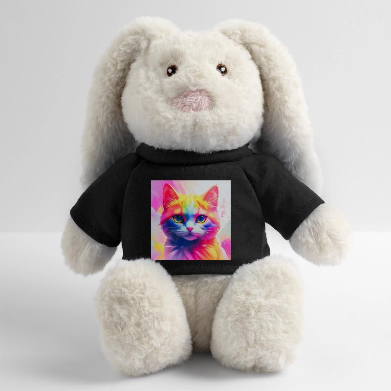 Lebendiges Regenbogenkatzen-Kunstwerk MiniFeet® RecycelHase® Creme