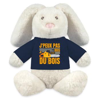 J'peux Pas Je Dois Faire Du Bois, Papa Forestier - Lapin en peluche recyclé MiniFeet® Crème - bleu marine - Devant