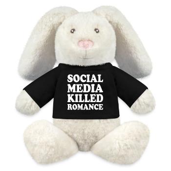 social media killed romance - Lapin en peluche recyclé MiniFeet® Crème - noir - Devant
