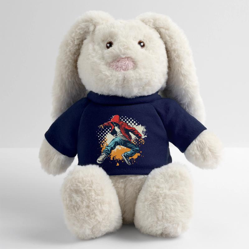 Graphique Breakdancer Lapin en peluche recyclé MiniFeet® Crème