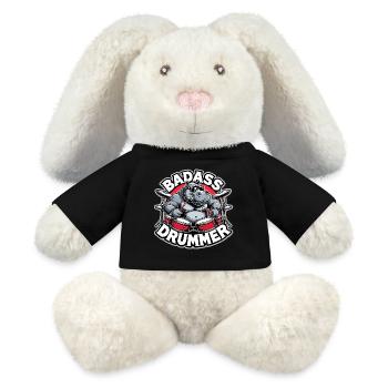 Knallharter Schlagzeuger Nilpferd cool Geschenk - MiniFeet® RecycelHase® Creme - Schwarz - Vorne
