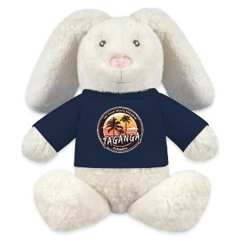 Taganga Palmen Strand Design - MiniFeet® RecycelHase® Creme - French Navy - Vorne