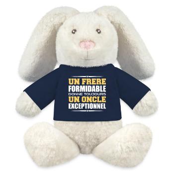 un Oncle exceptionnel cadeau pour Frère - Lapin en peluche recyclé MiniFeet® Crème - bleu marine - Devant