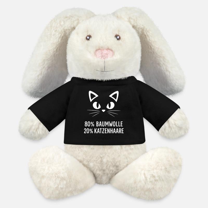 80 % coton 20 % poils de chat - Lapin en peluche recyclé MiniFeet® Crème - noir