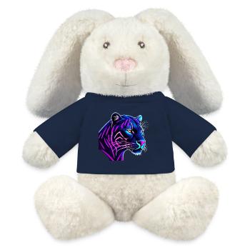 Panther aux couleurs néon - Lapin en peluche recyclé MiniFeet® Crème - bleu marine - Devant