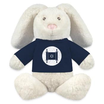 Torah scroll in a white circle - MiniFeet® RecycelHase® Bunny Cream - french navy - Front
