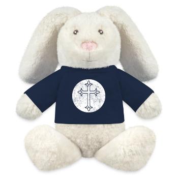 West Syriac cross in white circle - MiniFeet® RecycelHase® Bunny Cream - french navy - Front