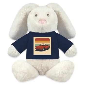 Retro Sportscar Illustration mit Vintagefarben - MiniFeet® RecycelHase® Creme - French Navy - Vorne