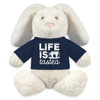 Life is tastea - Tea - Tea Drinker Gift - MiniFeet® RecycelHase® Bunny Cream - french navy - Front