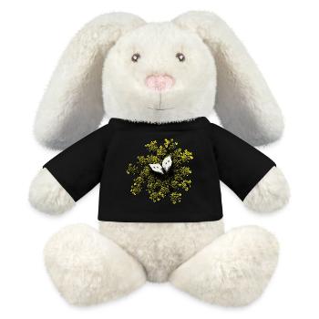 papillon fleur rétro vintage chou mouche blanche - Lapin en peluche recyclé MiniFeet® Crème - noir - Devant