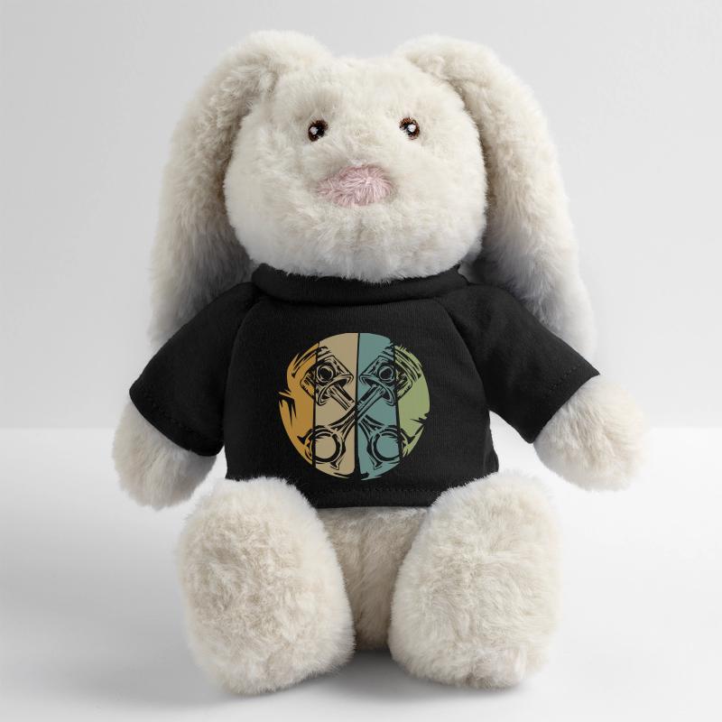 Retro piston engine design for bikers MiniFeet® RecycelHase® Bunny Cream