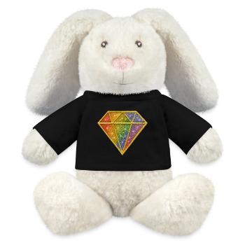 Regenbogen-Glitzer-Diamant-Aufnäher - MiniFeet® RecycelHase® Creme - Schwarz - Vorne