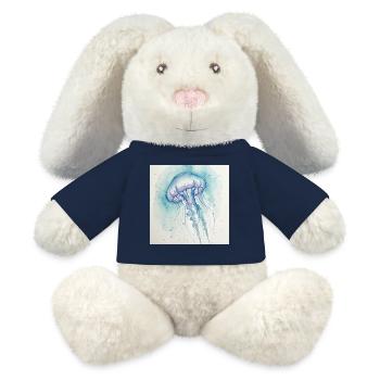 Medusa-Aquarell, Ozeanblau - MiniFeet® RecycelHase® Creme - French Navy - Vorne