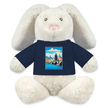 Charles Bridge Czech Republic City Bridge Scene - MiniFeet® RecycelHase® Bunny Cream - french navy - Front