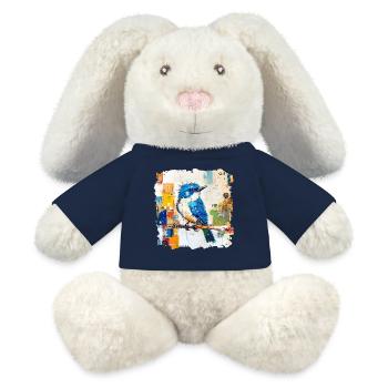 Blauer Vogel im Farbblock-Abstract - MiniFeet® RecycelHase® Creme - French Navy - Vorne