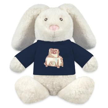Grille-pain Vintage motif petit-déjeuner - Lapin en peluche recyclé MiniFeet® Crème - bleu marine - Devant