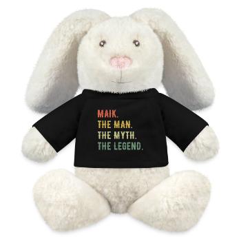 Michael Maik Prénom Forme abrégée Homme Mythe Légende - Lapin en peluche recyclé MiniFeet® Crème - noir - Devant