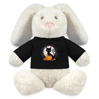 Mondschein Katze mit Kürbis - MiniFeet® RecycelHase® Creme - Schwarz - Vorne