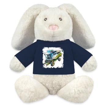 Farbige Blueprint Dreschmaschine, CAD-Design - MiniFeet® RecycelHase® Creme - French Navy - Vorne