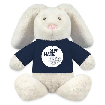 Arrêtez la haine - Lapin en peluche recyclé MiniFeet® Crème - bleu marine - Devant