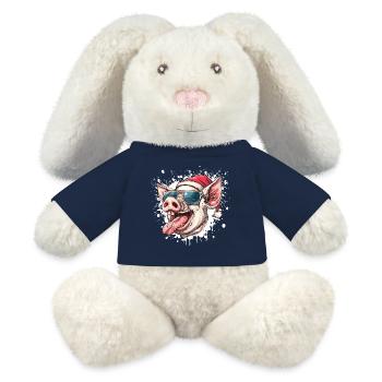 Schwein Weihnachten Lustig Ferkel - MiniFeet® RecycelHase® Creme - French Navy - Vorne