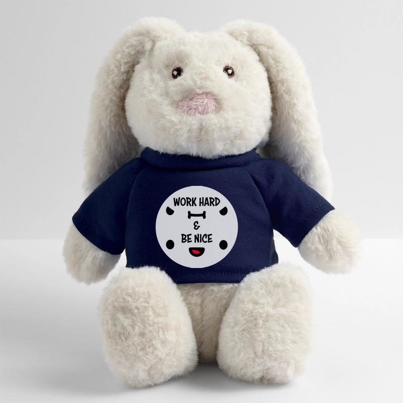 Work Hard Be Nice Motivation Positiver Geist Zitat Lapin en peluche recyclé MiniFeet® Crème