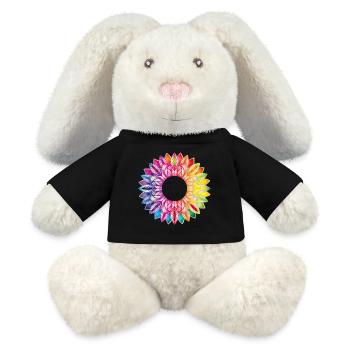 Bunter Blütenrahmen – florales Mandala Design - MiniFeet® RecycelHase® Creme - Schwarz - Vorne