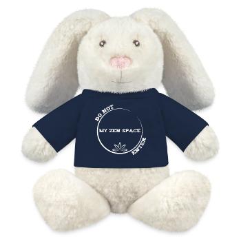 N’entre pas dans mon espace zen - Pilates de yoga drôle - Lapin en peluche recyclé MiniFeet® Crème - bleu marine - Devant