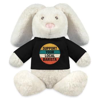 Support your local barista Kaffeeliebhaber - MiniFeet® RecycelHase® Creme - Schwarz - Vorne
