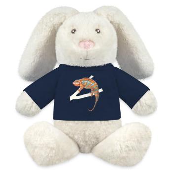 orange turquoise chameleon Chamaeleon zeylandicus - MiniFeet® RecycelHase® Bunny Cream - french navy - Front