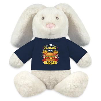 Burger Hamburger - Lapin en peluche recyclé MiniFeet® Crème - bleu marine - Devant