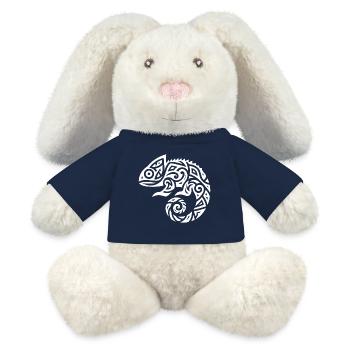 Déguisement de tatouage caméléon - Lapin en peluche recyclé MiniFeet® Crème - bleu marine - Devant