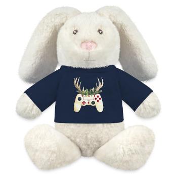 Weihnachtscontroller mit Hirschgeweih - MiniFeet® RecycelHase® Creme - French Navy - Vorne