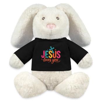Jesus loves You - MiniFeet® RecycelHase® Bunny Cream - black - Front
