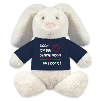 Doch ich bin Sympathisch-Du Pisser-Funny Statement - MiniFeet® RecycelHase® Creme - French Navy - Vorne